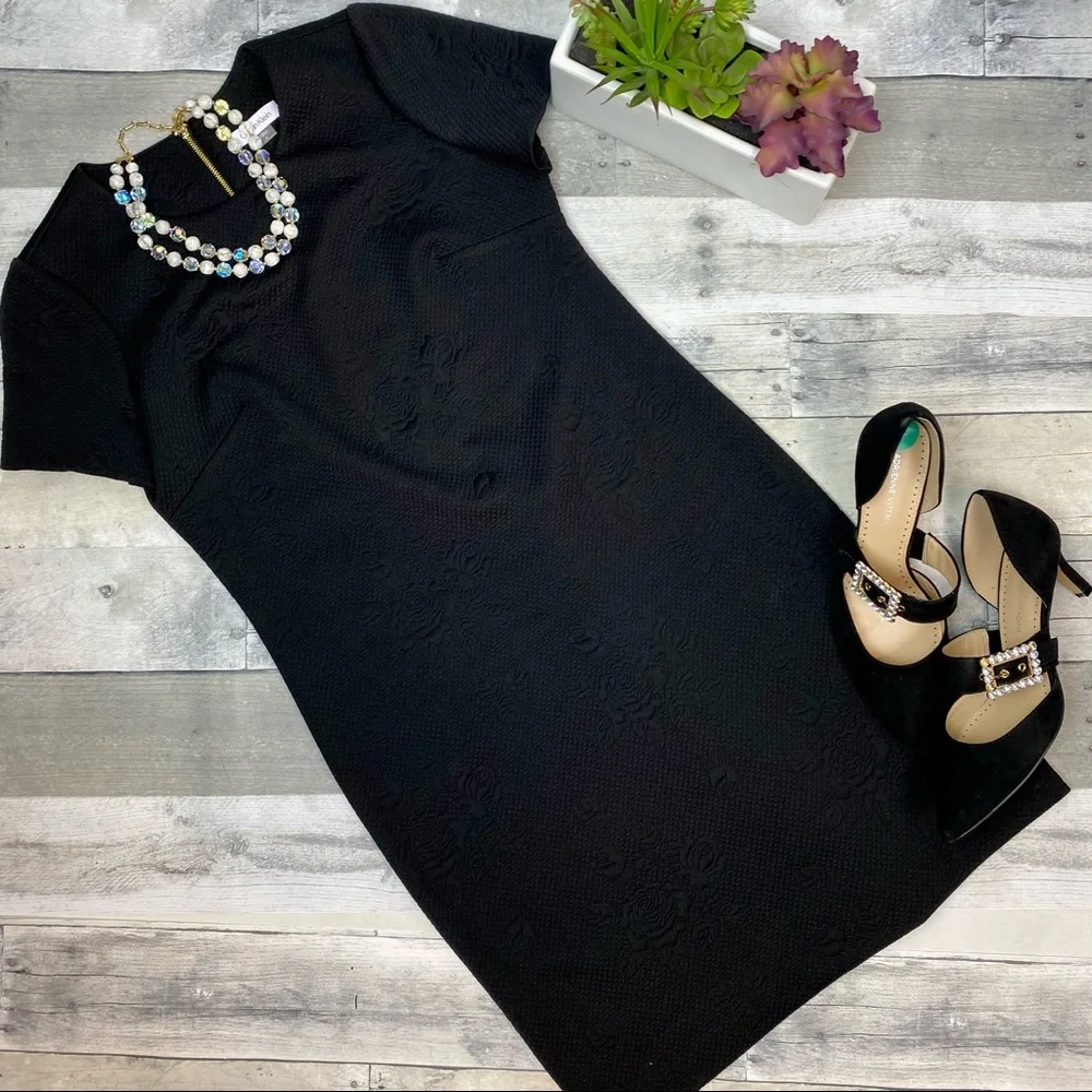 Calvin Klein Black Dress with raised floral print size 6